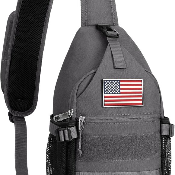 Gray unisex lightweight travel RFID anti theft crossbody sling backpack with mul - Picture 1 of 7